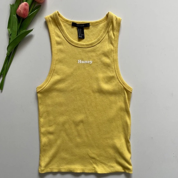2/$20 FOREVER 21 YELLOW RIBBED TANK TOP - Picture 1 of 6